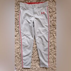 Boys Under Armour Baseball Pants Gray with Red Pinstripe